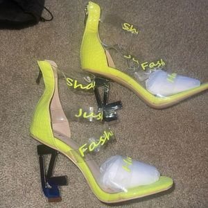 Shane Justin fashion house neon SJ heel